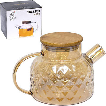 Чайник заварник для чаю та кави методом відстоювання 1000 мл скляний зі сталевим ситечком