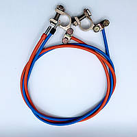 Кабель 4 мм2 довжина 2х100см мідний з автомобільними клемами та штирьовими накінечниками під АКБ - контролер