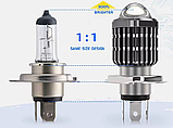 Led лампа H4 з лінзою для мотоцикла 12-80v 10w (1-шт) з СТГ. Світлодіодна лампа Дальній/Ближній, фото 5