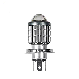 Led лампа H4 з лінзою для мотоцикла 12-80v 10w (1-шт) з СТГ. Світлодіодна лампа Дальній/Ближній, фото 8