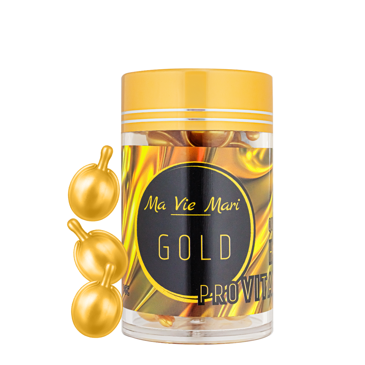 Капсули для сухого ламкого волосся Ma Vie Mar ProVitamin Gold золоті, 30 капсул (MVM3650)