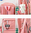 Шкільний набір 5 в 1 рюкзак, сумка-шопер, пенал, сумочка-клатч через плече, сумочка-мішечок рожевий 1309, фото 9