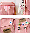 Шкільний набір 5 в 1 рюкзак, сумка-шопер, пенал, сумочка-клатч через плече, сумочка-мішечок рожевий 1313, фото 8