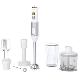 Блендер Sencor заглибний 1200Вт, 6в1, чаша-800мл, спінювач молока, білий, SHB6441WH