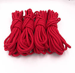 БДСМ набір, Мотузки для бондажа червона, бавовна, 8м/8мм