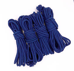 БДСМ набір, Мотузки для бондажа синя, бавовна, 4х8м. 6мм