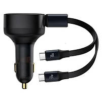 Автомобільний зарядний пристрій Baseus Enjoyment Retractable 2-in-1 Type-C + Type-C 33W, фото 4