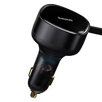 Автомобільний зарядний пристрій Baseus Enjoyment Retractable 2-in-1 Type-C + Type-C 33W, фото 5