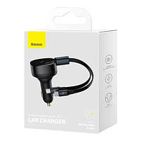 Автомобільний зарядний пристрій Baseus Enjoyment Retractable 2-in-1 Type-C + Type-C 33W, фото 8