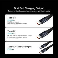 Автомобільний зарядний пристрій Baseus Enjoyment Retractable 2-in-1 Type-C + Type-C 33W, фото 6