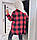Сорочка жіноча тепла вовняна в клітинку оверсайз великих розмірів червона, фото 3