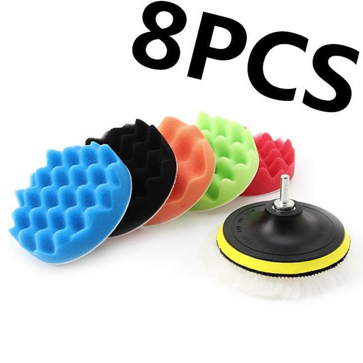 Круги полірувальні для авто зі шліфувальним диском, набр 8 в1, 8 см (6 штук насадок + полірувальний диск + адапт, фото 1