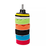 Круги полірувальні для авто зі шліфувальним диском, набр 8 в1, 8 см (6 штук насадок + полірувальний диск + адапт, фото 6