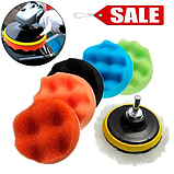 Круги полірувальні для авто зі шліфувальним диском, набр 8 в1, 8 см (6 штук насадок + полірувальний диск + адапт, фото 3