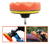 Круги полірувальні для авто зі шліфувальним диском, набр 8 в1, 8 см (6 штук насадок + полірувальний диск + адапт, фото 8