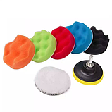 Круги полірувальні для авто зі шліфувальним диском, набр 8 в1, 8 см (6 штук насадок + полірувальний диск + адапт, фото 9