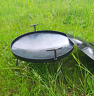 Сковорода діаметром 30 см з кришкою і чохлом похідна туристична для вогню або мангала