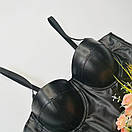 Топ-корсет, бюстьє зі штучної шкіри, чорний, фото 3