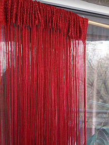 Штори нитки кісея без люрексу однотонні № 4 бордовий 3 м на 2.8 м