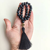 Чотки чорний Агат Лава 30 намистин d 10мм з хрестом, фото 4