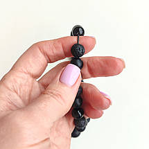 Чотки чорний Агат Лава 30 намистин d 10мм з хрестом, фото 5