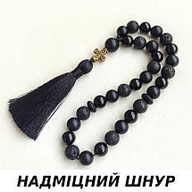 Чотки чорний Агат Лава 30 намистин d 10мм з хрестом, фото 2