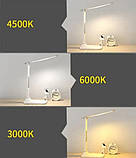 Настільна акумуляторна лампа LCD 868 з годинником та термометром, Біла, фото 2