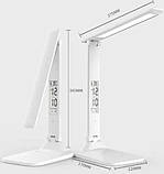 Настільна акумуляторна лампа LCD 868 з годинником та термометром, Біла, фото 5