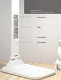 Настільна акумуляторна лампа LCD 868 з годинником та термометром, Біла, фото 4