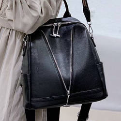 Рюкзак жіночий чорний натуральна шкіра 35538
