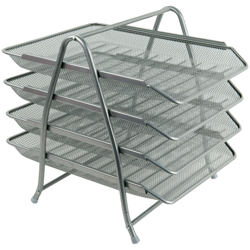 Лоток горизонтальний 4-в-1, металевий, срібний