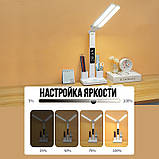 LED настільна лампа з акумулятором, термометром, годинником та органайзером 877, фото 3
