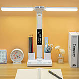LED настільна лампа з акумулятором, термометром, годинником та органайзером 877, фото 6