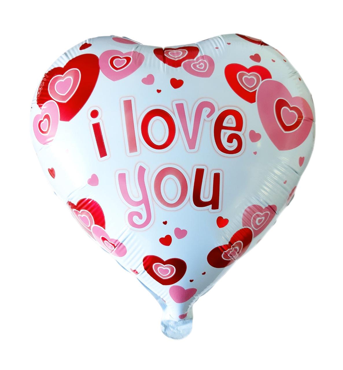 Куля фольгована серце "I Love You" Сердечка. Розмір: 18"(45 см.)