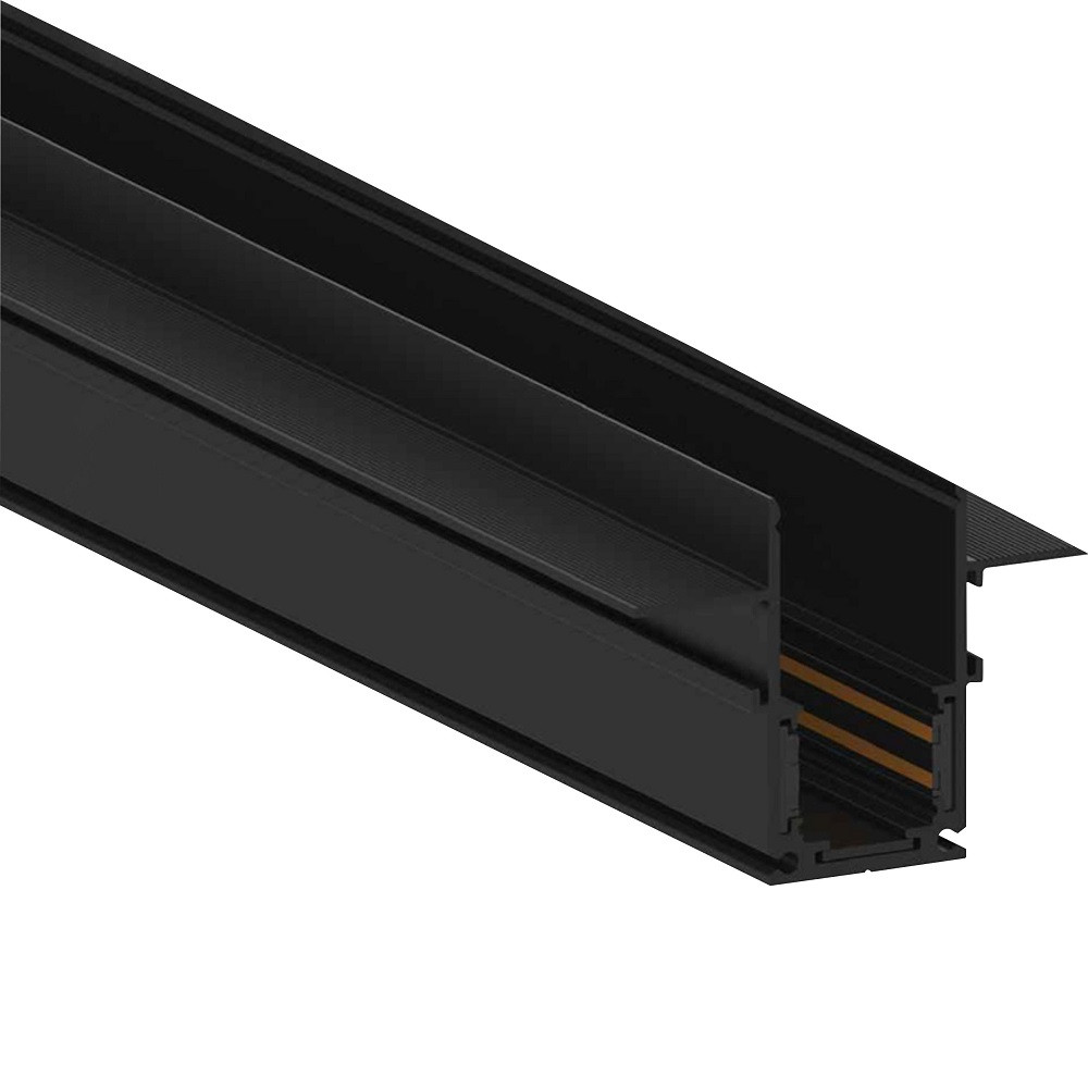 Магнітний трековий шинопровід MAGNET-R2 Врізний для гіпсокартону 12,5 мм 2 м чорний