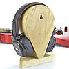 Тримач підставка для навушників  з натурального дерева, іменна з гравіровкою. на стіл, на стінну, фото 4