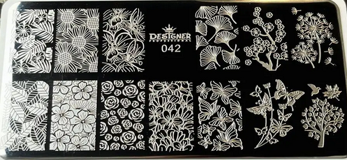 Пластина для стемпінга металева. Стемпінг пластини метелики, квіти, троянди, листя, сакура, кульбаба, фото 1