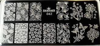 Пластина для стемпінга металева. Стемпінг пластини метелики, квіти, троянди, листя, сакура, кульбаба