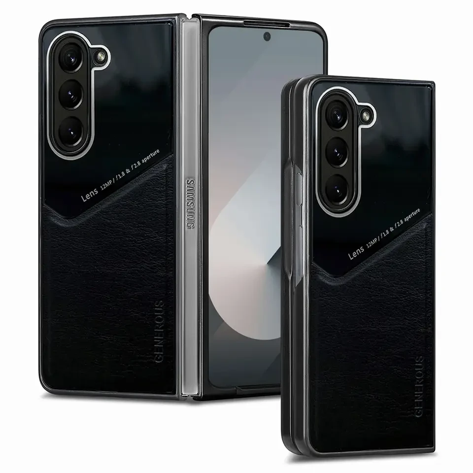 Бізнес чохол бампер GENEROUS для Samsung Galaxy Fold 5 зі скла і штучної шкіри