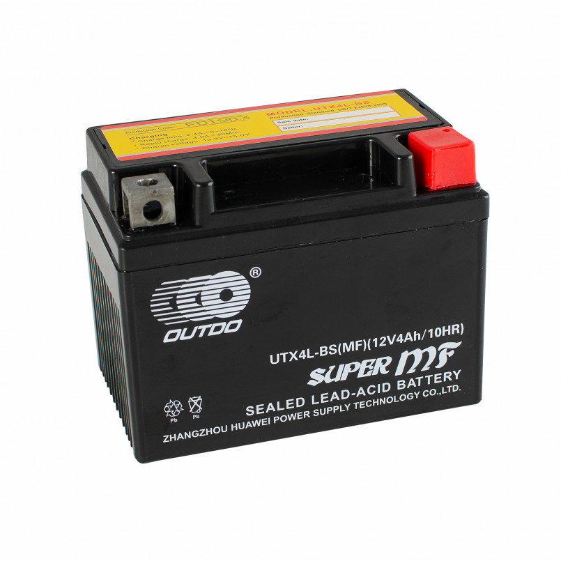 Мото Аккумулятор 12V 4Ah AGM Мотоаккумулятор для Скутера Мопеда OUTDO UTX4L-BS MF Black