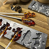 Форма для домашнього приготування льодяників та цукерок «Ведмедик, Рибка, Білочка» + 10 паличок