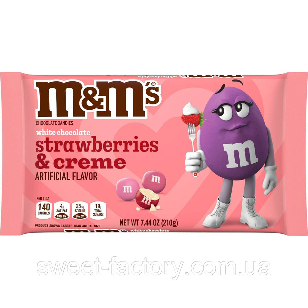 Драже M&M's White Chocolate Strawberries & Creme 210g