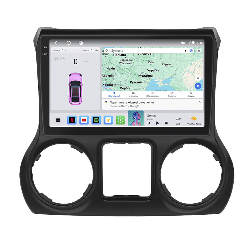 Магнітола Lesko для Jeep Wrangler III (JK) 2007-2018г 10" 4/64 QLED CarPlay 4G Wi-Fi GPS 360 Prime 2 шт., фото 1