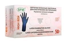 РУКАВИЧКИ HIGH RISK ЛАТЕКСНІ НЕСТЕРИЛЬНІ SFM без пудри,р.М 25пар/уп.