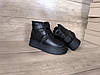 Угги UGG Кожаные ботиночки ЧЕРНЫЕ BLACK на липучках и высокой подошве утепленые женские зимние, фото 6