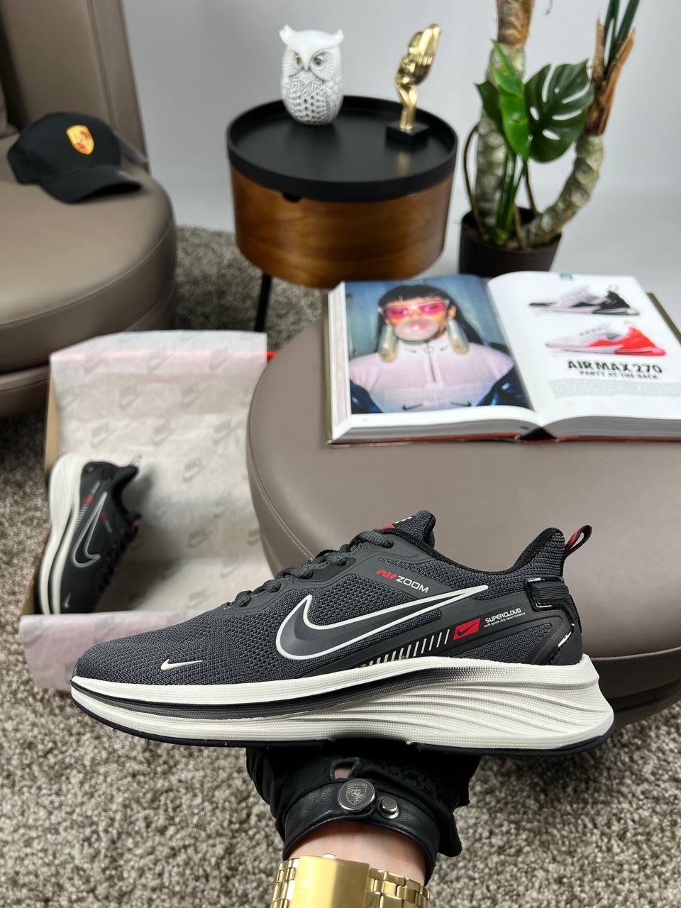 Чоловічі текстильні кросівки Nike Zoom Pegasus S Dark Grey White, кеди Найк текстиль нейлон. Чоловіче взуття