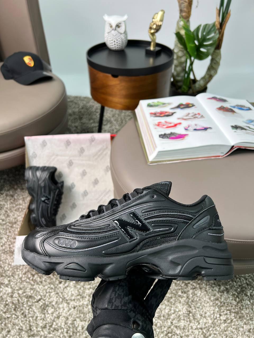 Чоловічі кросівки шкіра текстиль New Balance 1000 All Black, кеди Нью Беланс чорні весна літо. Чоловіче взуття