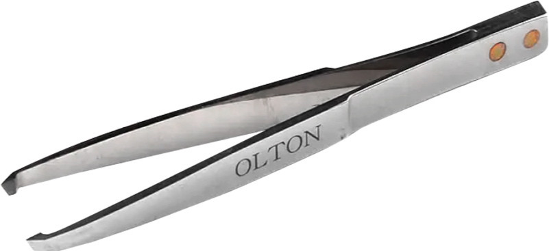 Пінцет для брів + чохол (шкіра) OLTON