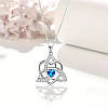 Кулон сріблястий з ланцюжком кельтський триквет і серце з синім кристалом 2.6 см 50 см AurumLux014, фото 2