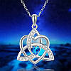 Кулон сріблястий з ланцюжком кельтський триквет і серце з синім кристалом 2.6 см 50 см AurumLux014, фото 3